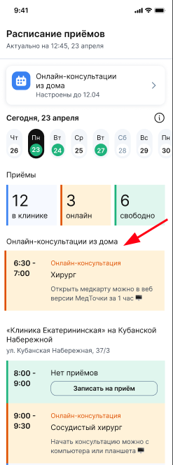 Расписание онлайн-консультации из дома